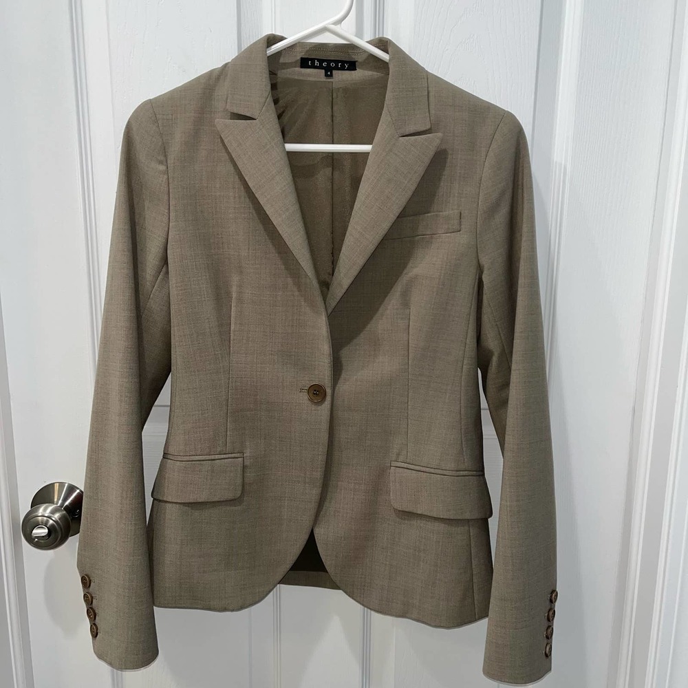 Theory Taupe Women's Single-Button Blazer